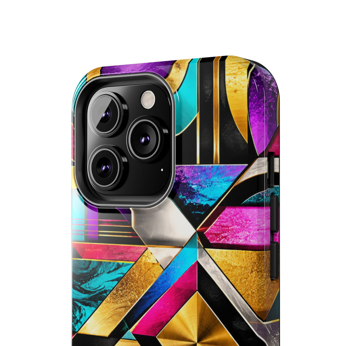Geometric Art Deco Tough Phone Case — Vibrant Gold, Teal & Magenta Pattern
