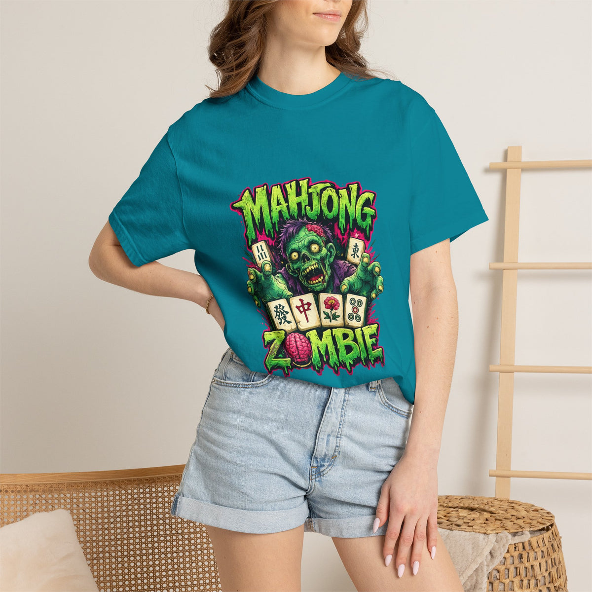 Mahjong Zombie T-shirt | Zombie Mahjong Tiles Graphic Tee