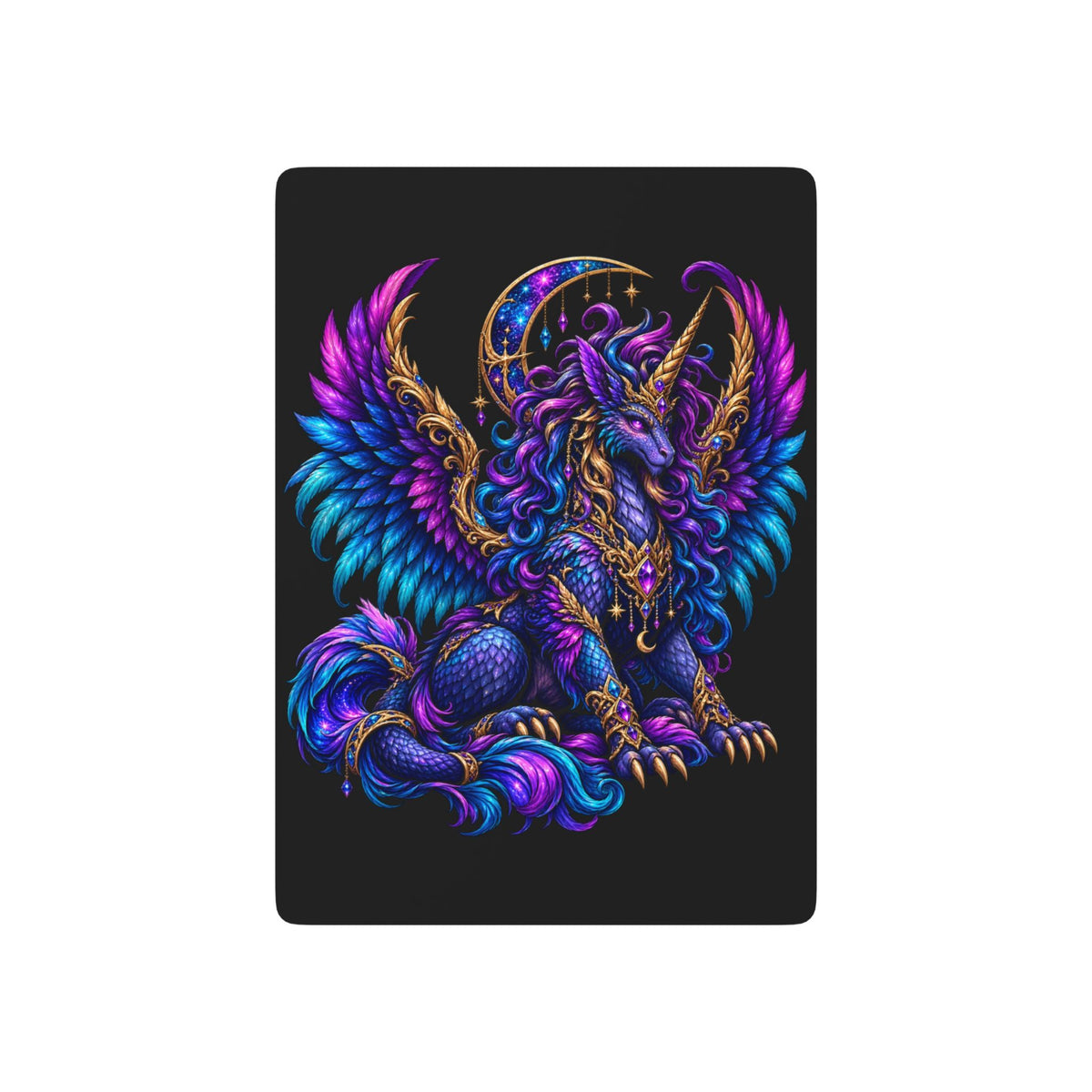 Mystic Pegasus Poker Playing Cards — Vibrant Purple Unicorn Deck - Black