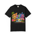 Florida Retro Palm Beach Sunset T-Shirt | Flamingo Hibiscus