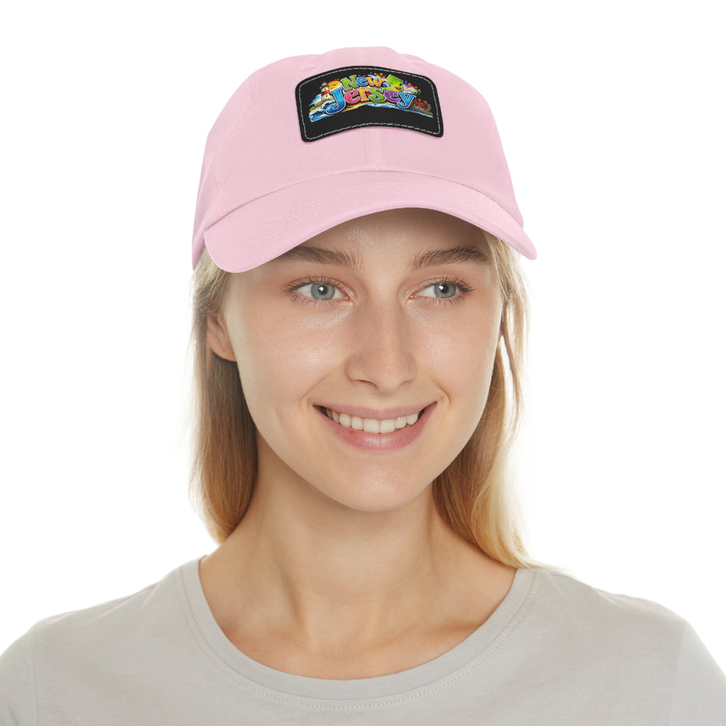 New Jersey Patch Logo Dad Hat | Leather Rectangle Patch