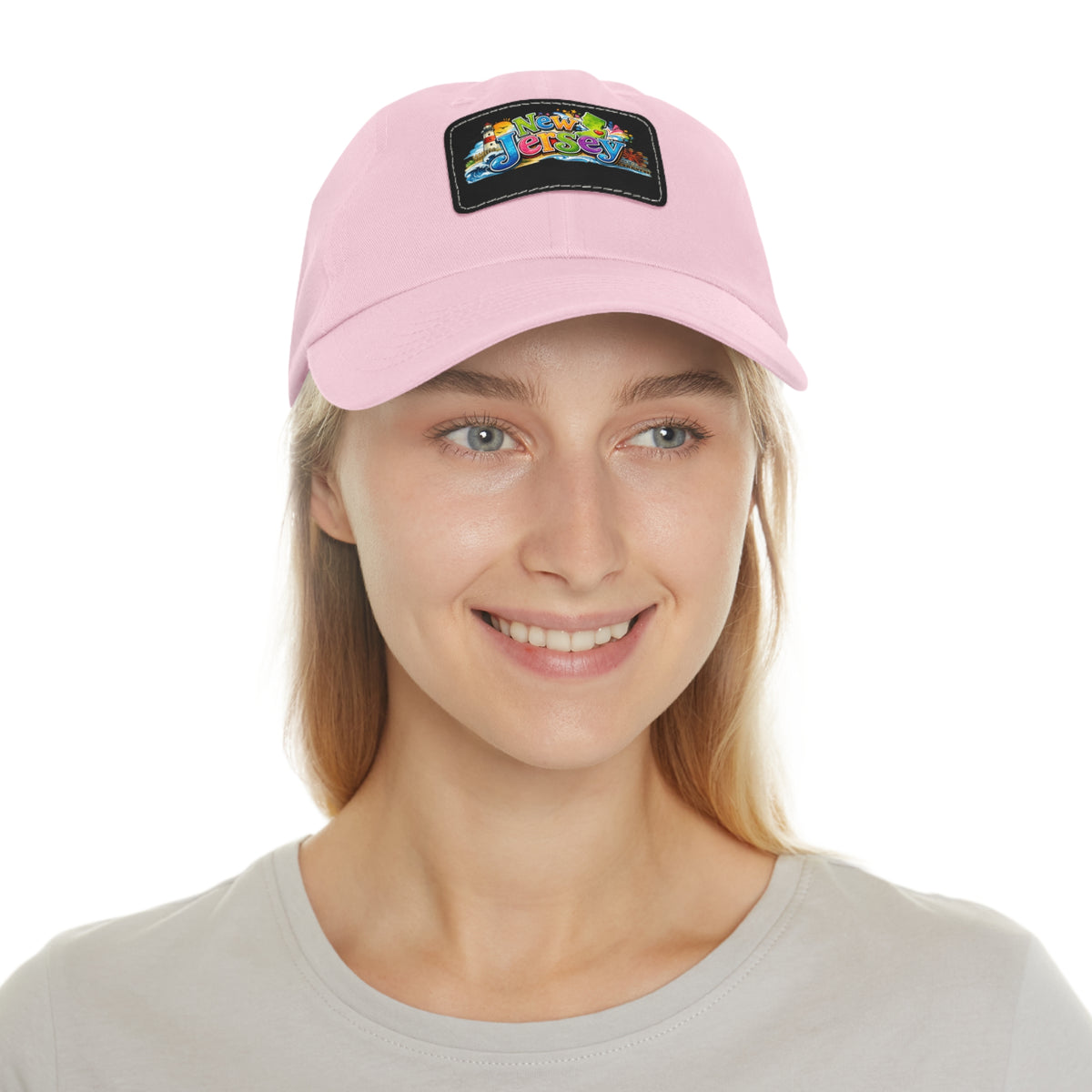 New Jersey Patch Logo Dad Hat | Leather Rectangle Patch