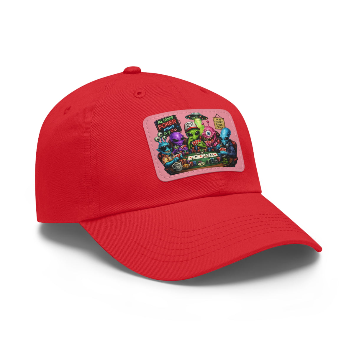 Alien Poker Crew Dad Hat | Leather Patch Baseball Cap