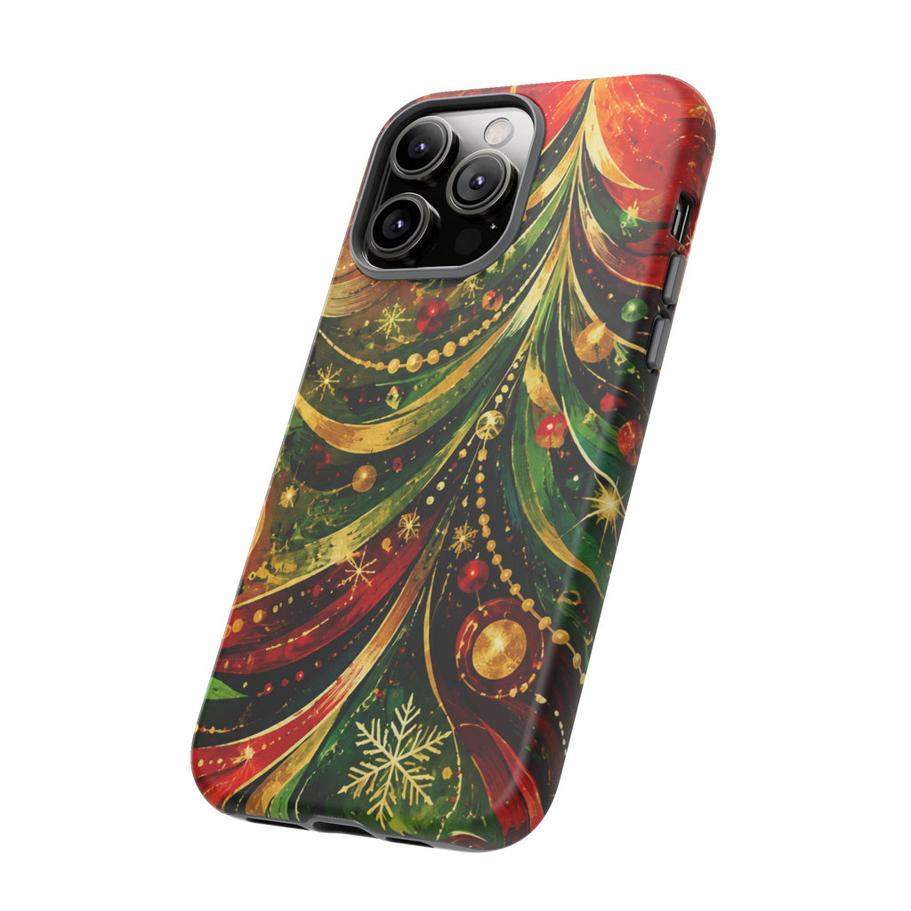 Christmas Tree Tough Phone Case — Festive Red & Green Holiday Phone Cover