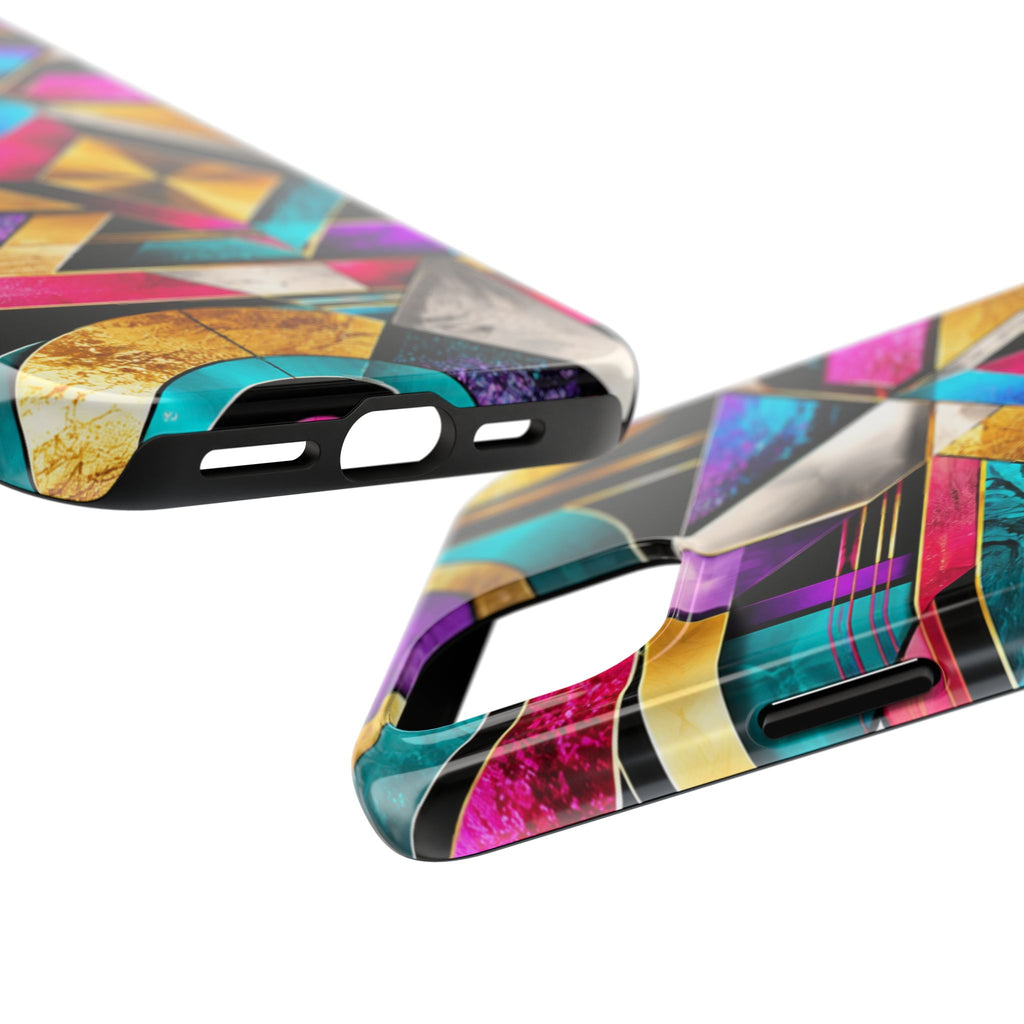 Geometric Art Deco Tough Phone Case — Vibrant Gold, Teal & Magenta Pattern