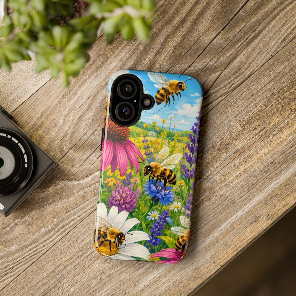 Bee Meadow Phone Case — Floral Honeybee Protective Cover
