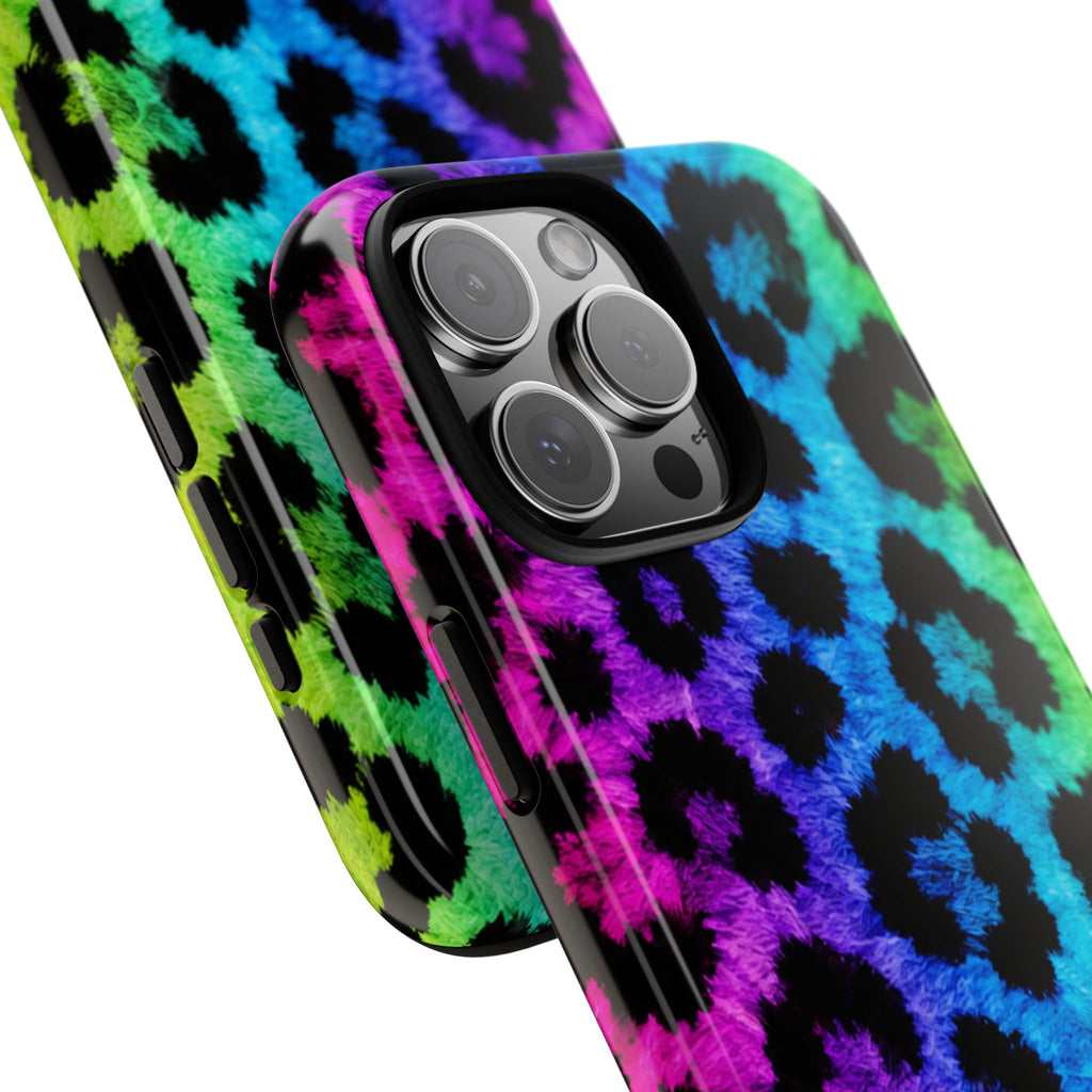 Neon Rainbow Leopard Tough Case – Colorful Animal Print Phone Cover
