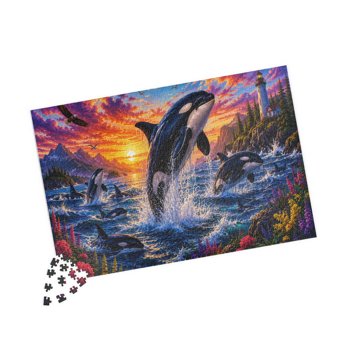 Orca Sunset Splash Puzzle | 252-1014 Piece Jigsaw