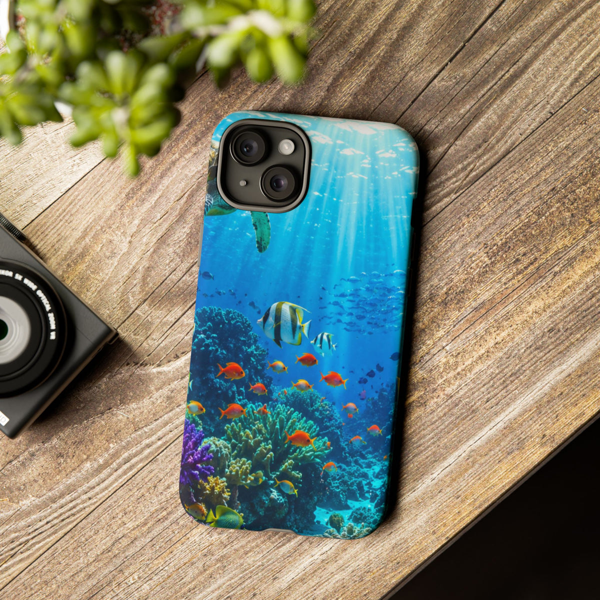 Underwater Ocean Life Tough Phone Case — Coral Reef & Sea Turtle Protective Cover