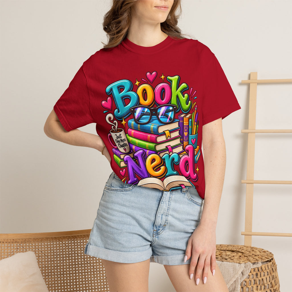 Book Nerd T-Shirt | Colorful Stacked Books Illustration