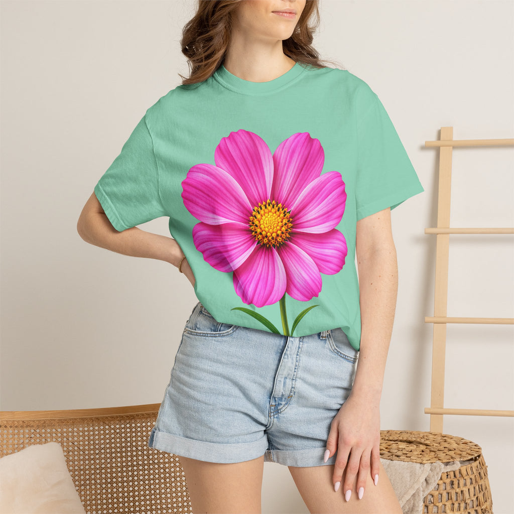 Pink Cosmos Flower T-shirt | Inspirational Back Quote