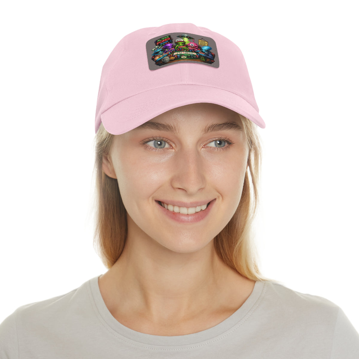 Alien Poker Crew Dad Hat | Leather Patch Baseball Cap