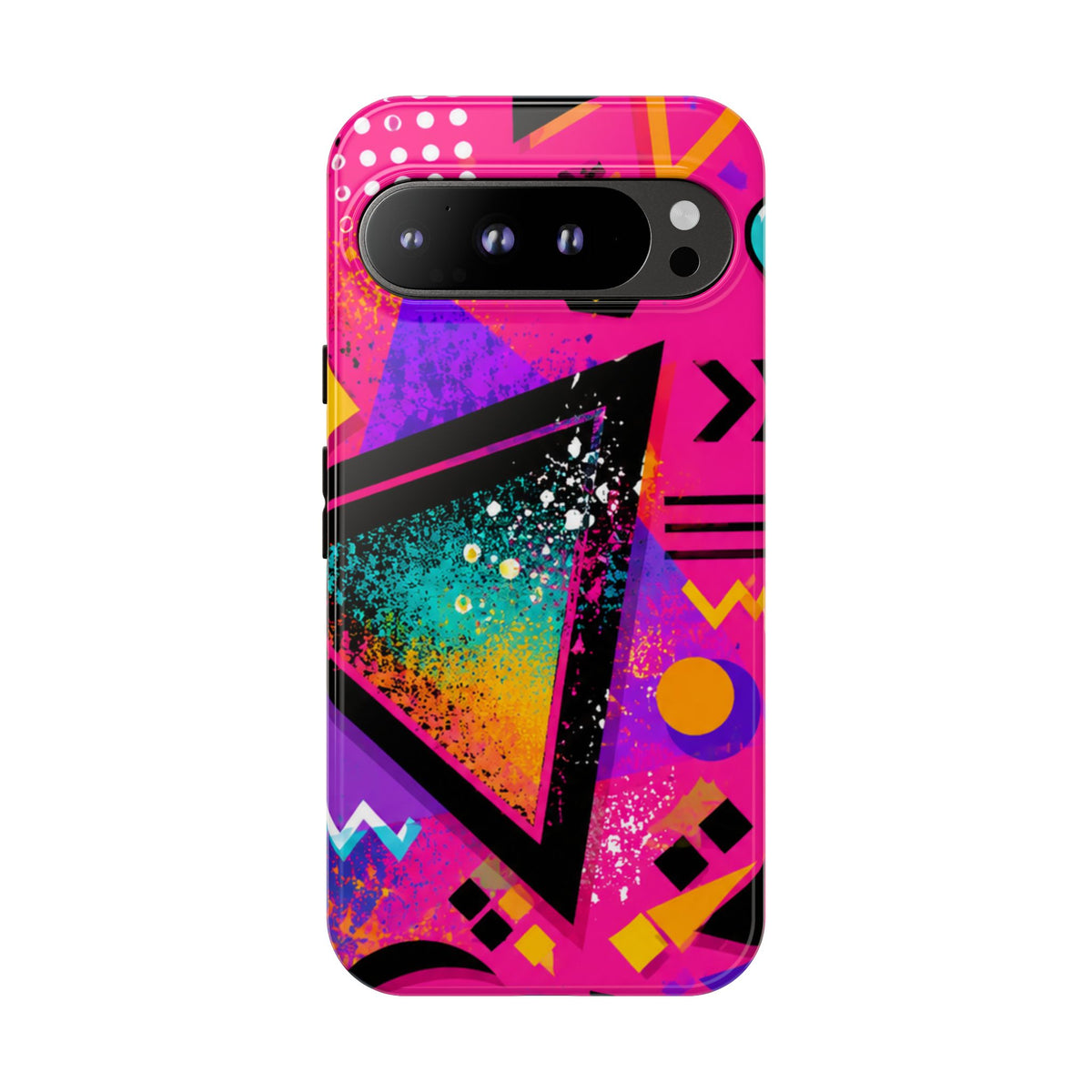 Retro 80s Geometric Phone Case — Neon Triangle Tough Case