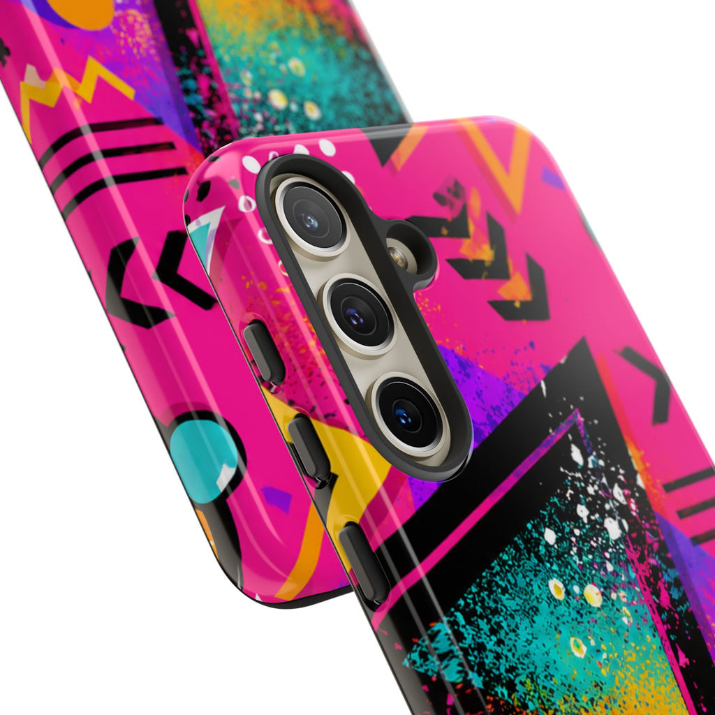 Retro 80s Geometric Phone Case — Neon Triangle Tough Case