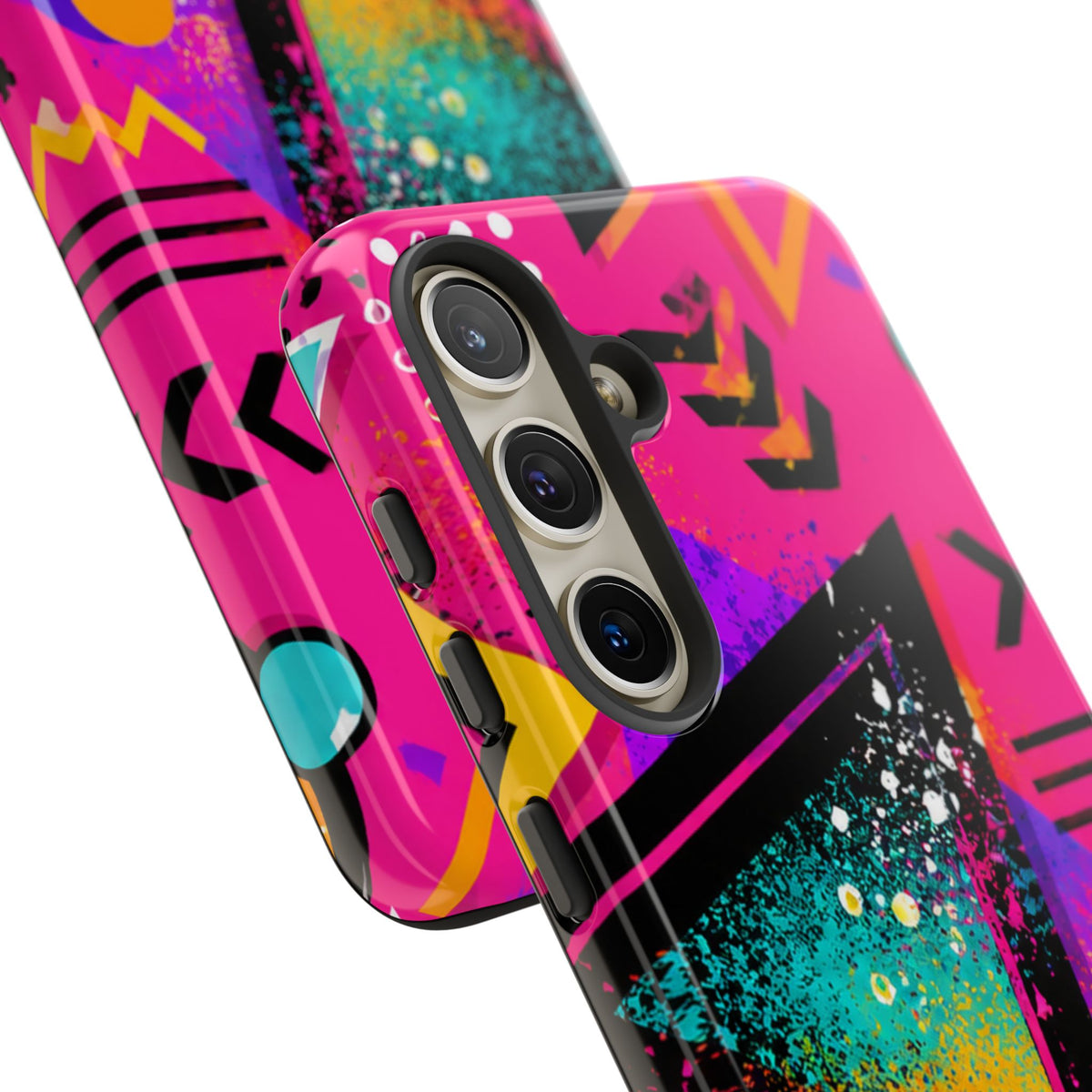 Retro 80s Geometric Phone Case — Neon Triangle Tough Case