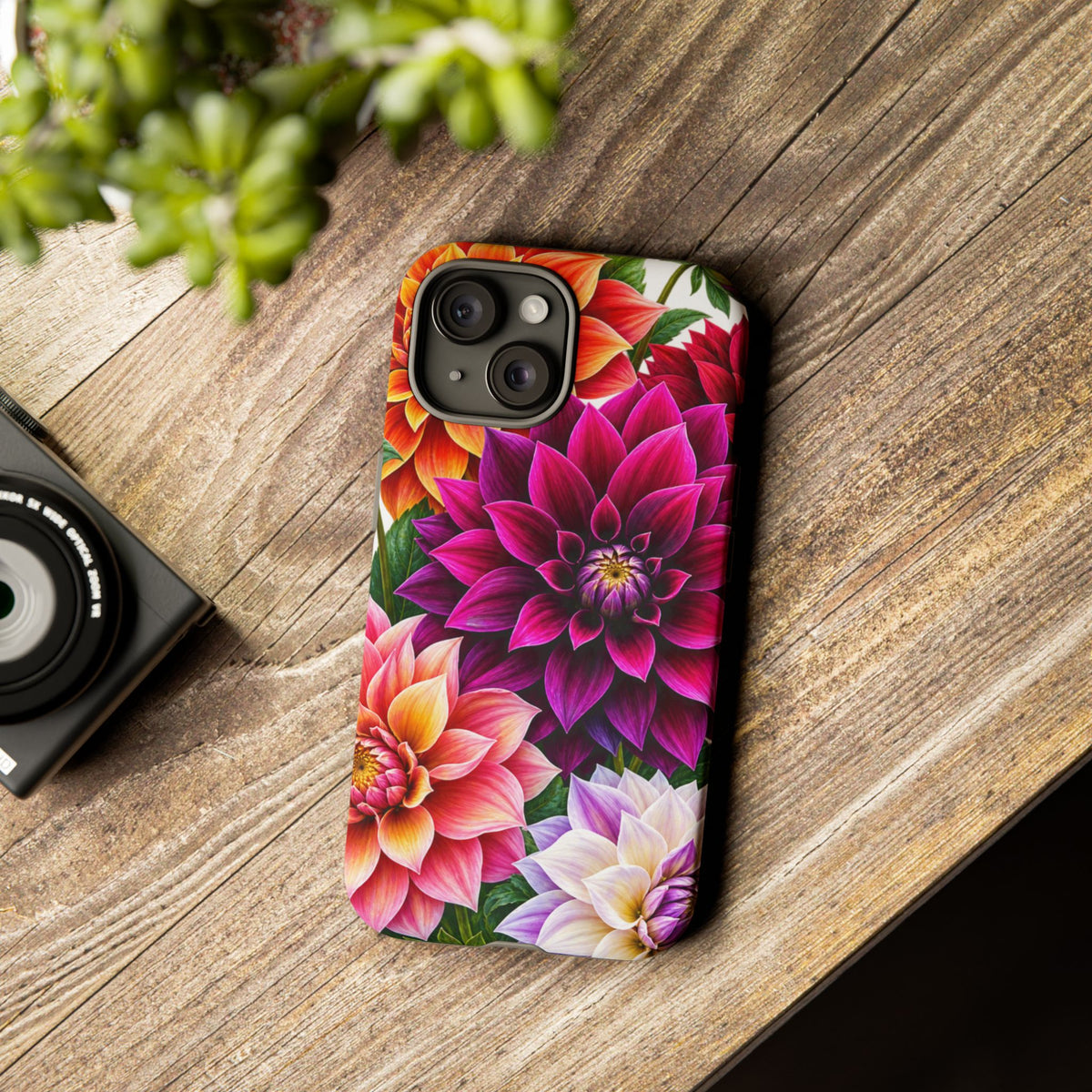 Floral Dahlia Tough Phone Case — Vibrant Protective Floral Phone Cover