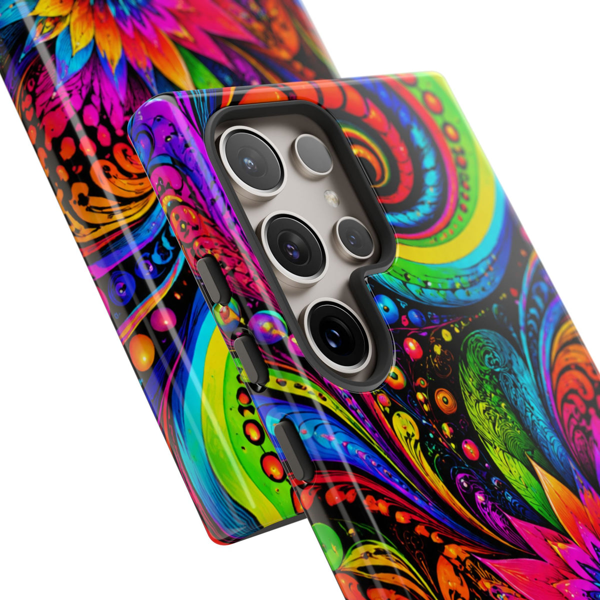Psychedelic Floral Phone Case — Vibrant Swirl Tough Protective Cover