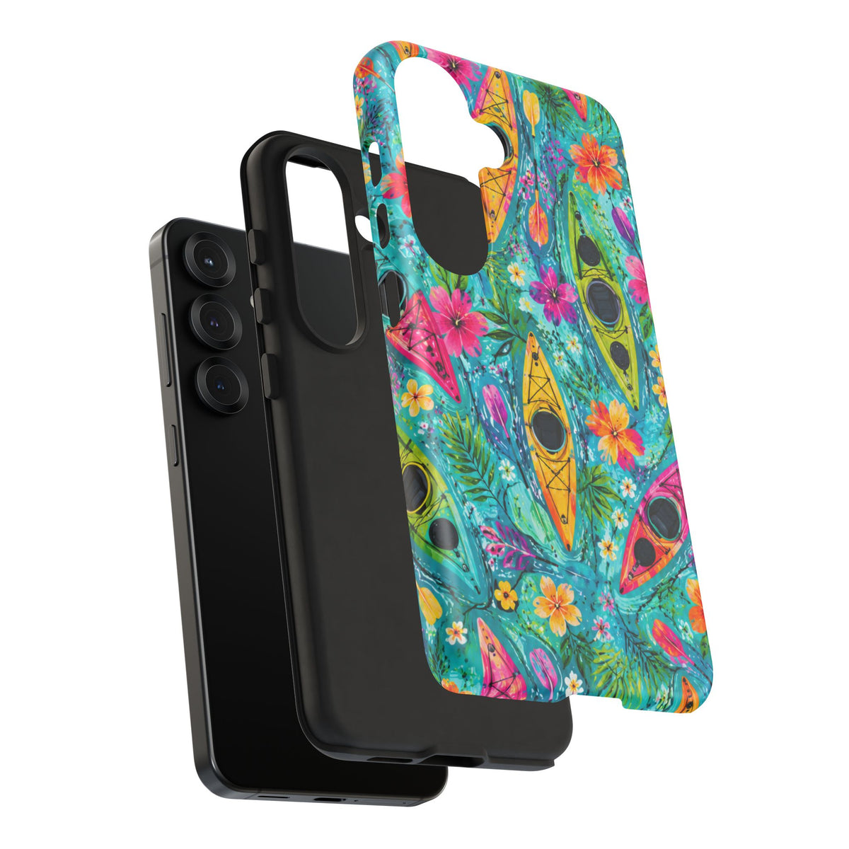 Tropical Kayak Phone Case – Colorful Floral Waterproof Pattern