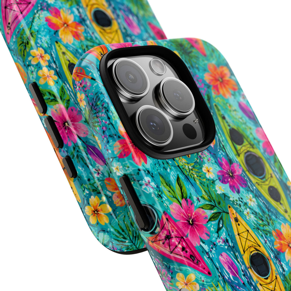 Tropical Kayak Phone Case – Colorful Floral Waterproof Pattern