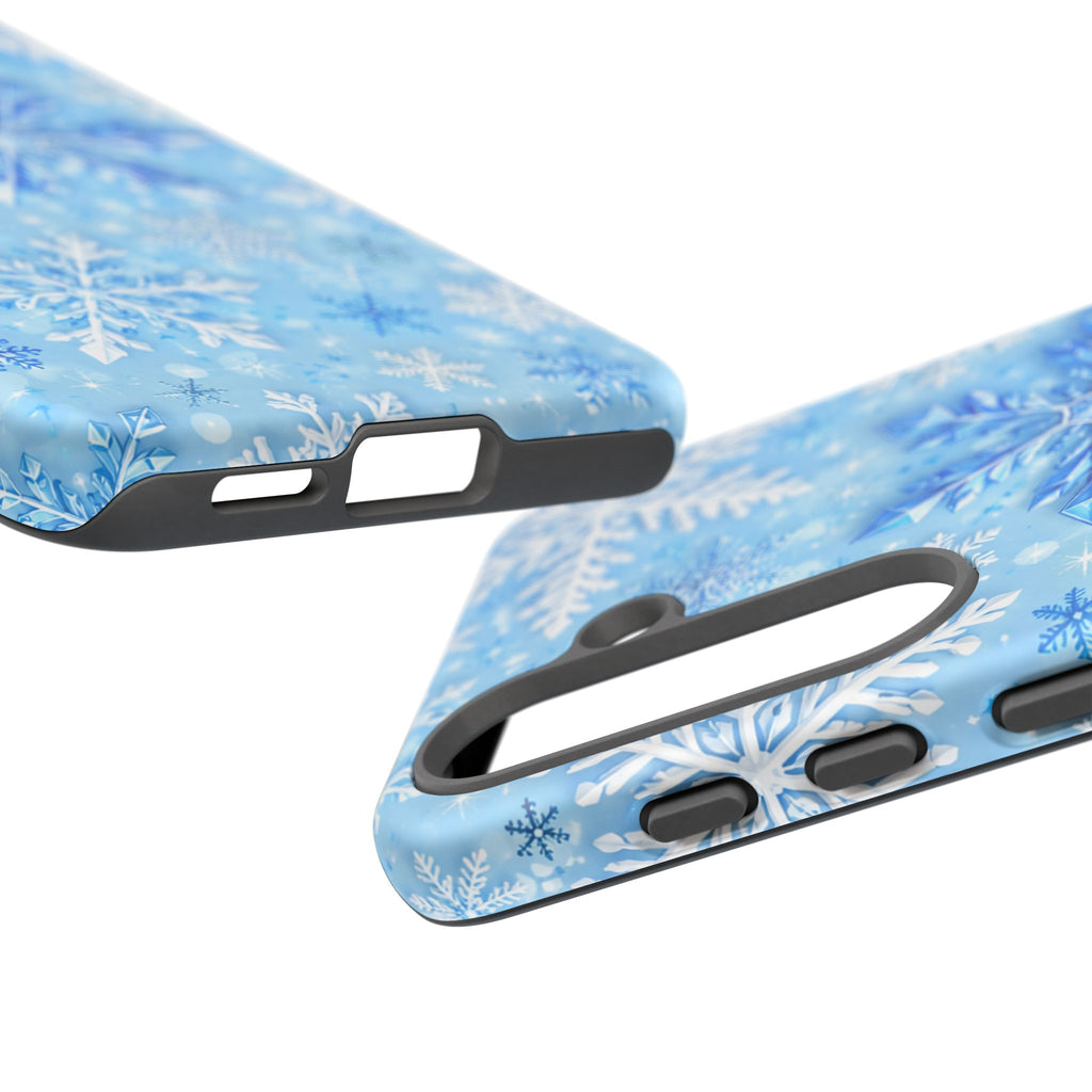 Winter Snowflake Tough Phone Case — Blue Holiday Protective Cover