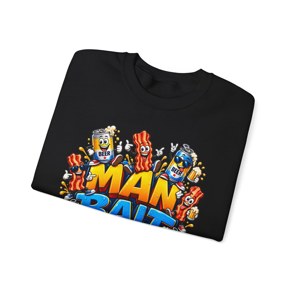 Man Bait Graphic Sweatshirt – Funny Retro Snack Cartoon Crewneck