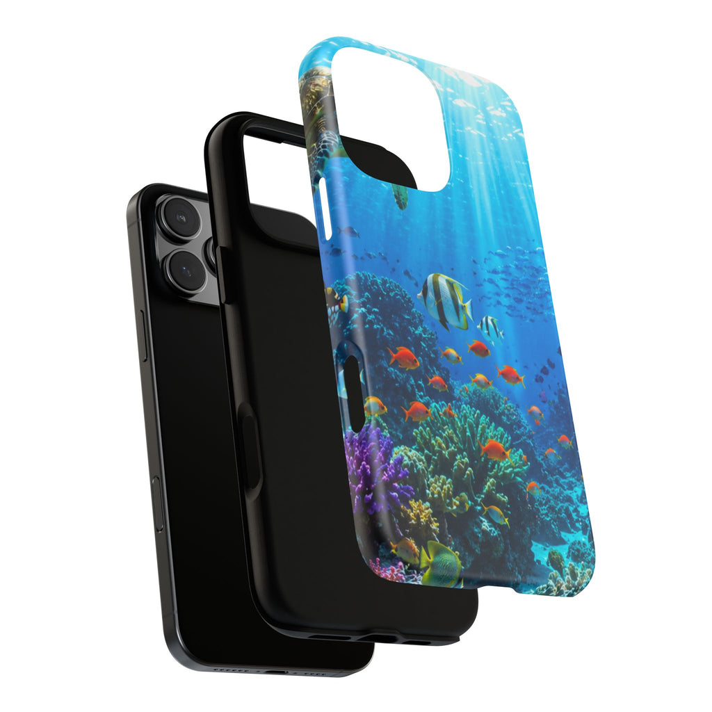 Underwater Ocean Life Tough Phone Case — Coral Reef & Sea Turtle Protective Cover