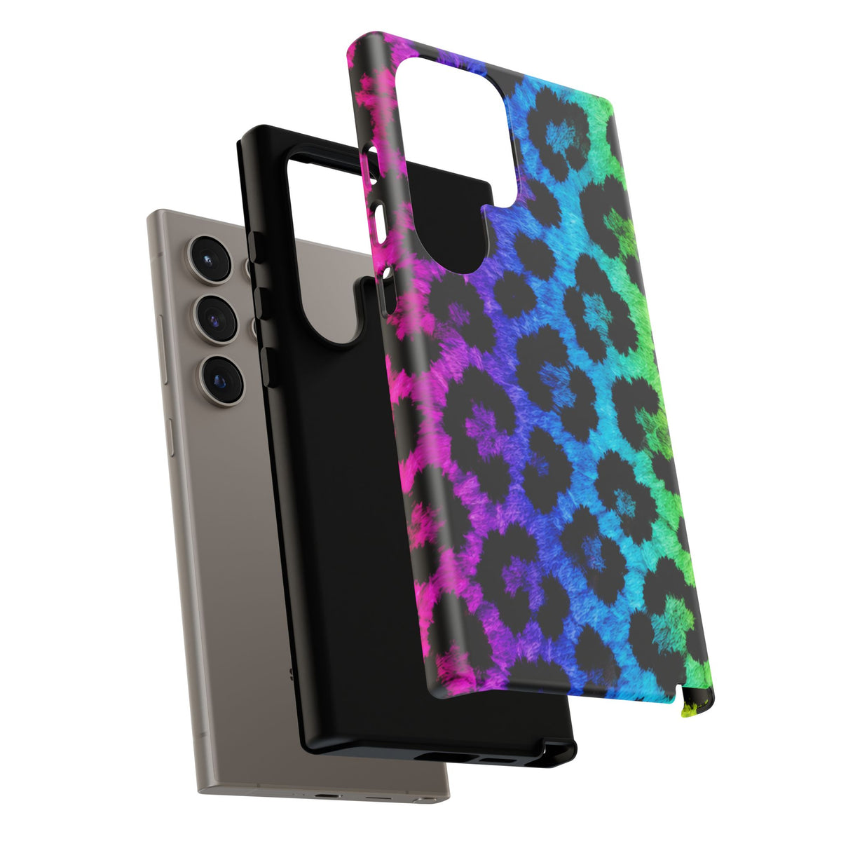 Neon Rainbow Leopard Tough Case – Colorful Animal Print Phone Cover