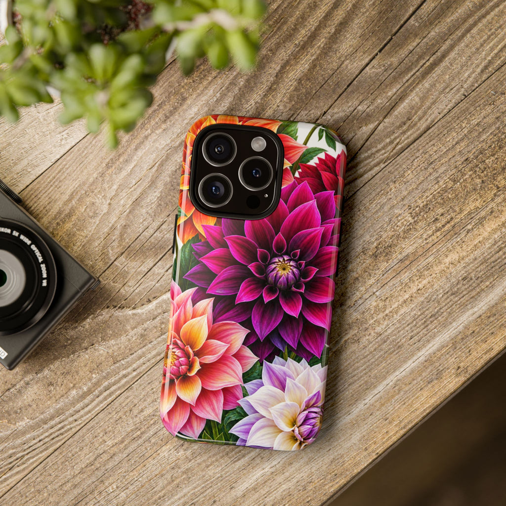 Floral Dahlia Tough Phone Case — Vibrant Protective Floral Phone Cover