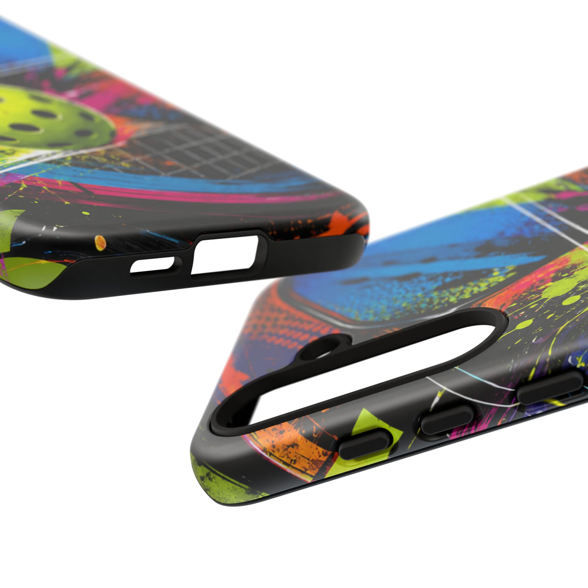 Pickleball Phone Case – Neon Paddle & Ball Splash Tough Case