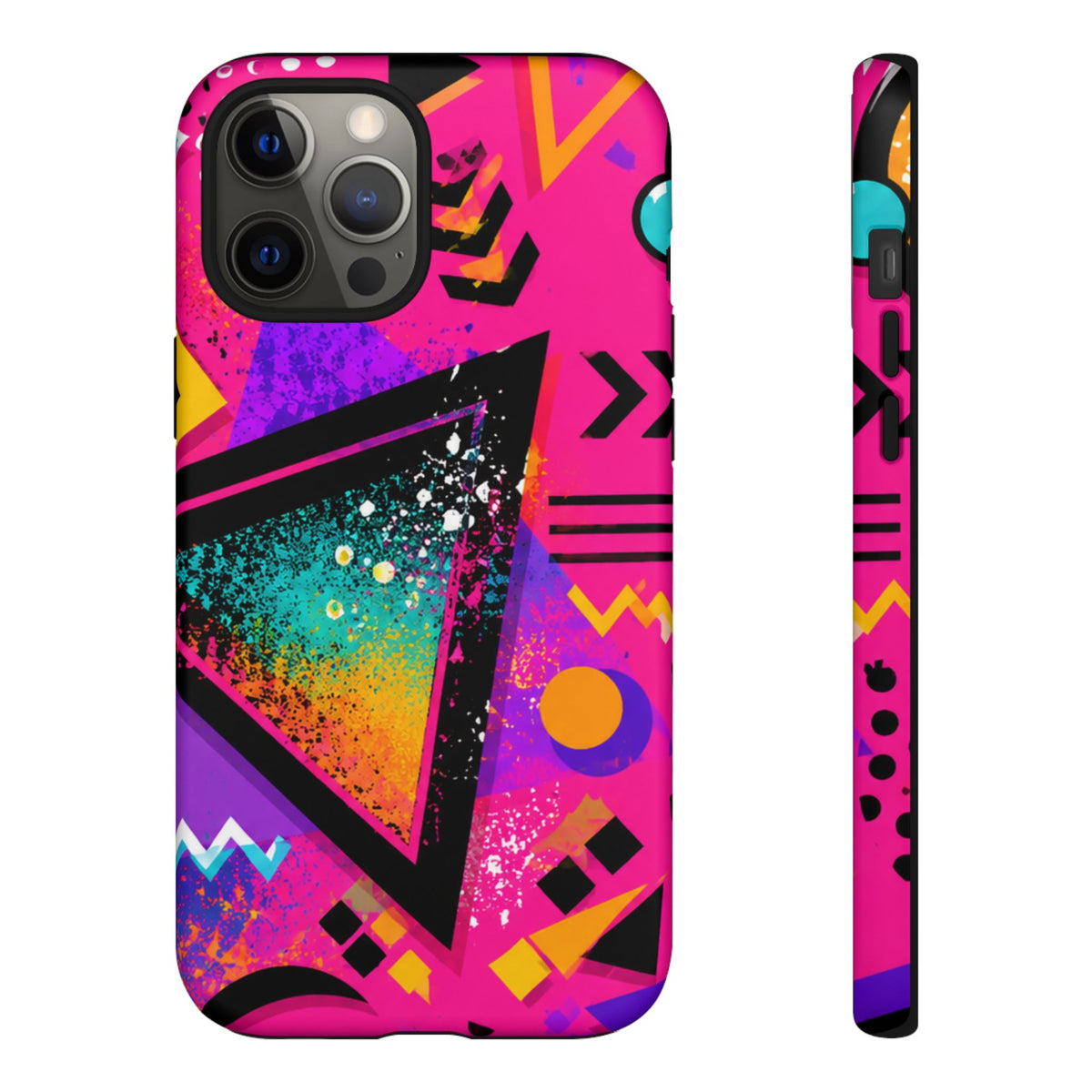 Retro 80s Geometric Phone Case — Neon Triangle Tough Case
