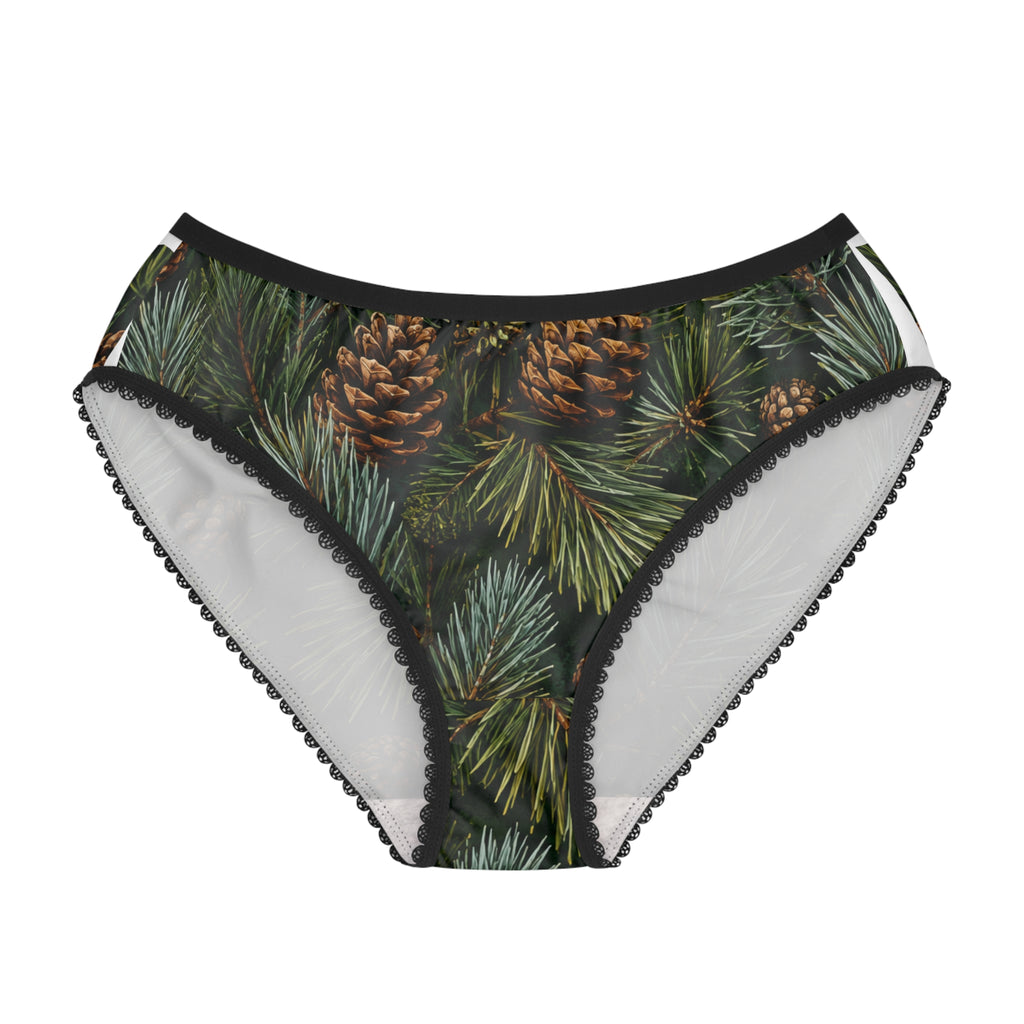 Pinecone Holiday Briefs — Women’s Pine Needle Patterned Panties