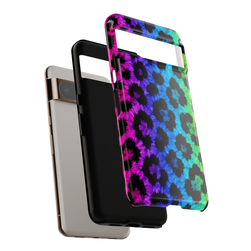 Neon Rainbow Leopard Tough Case – Colorful Animal Print Phone Cover