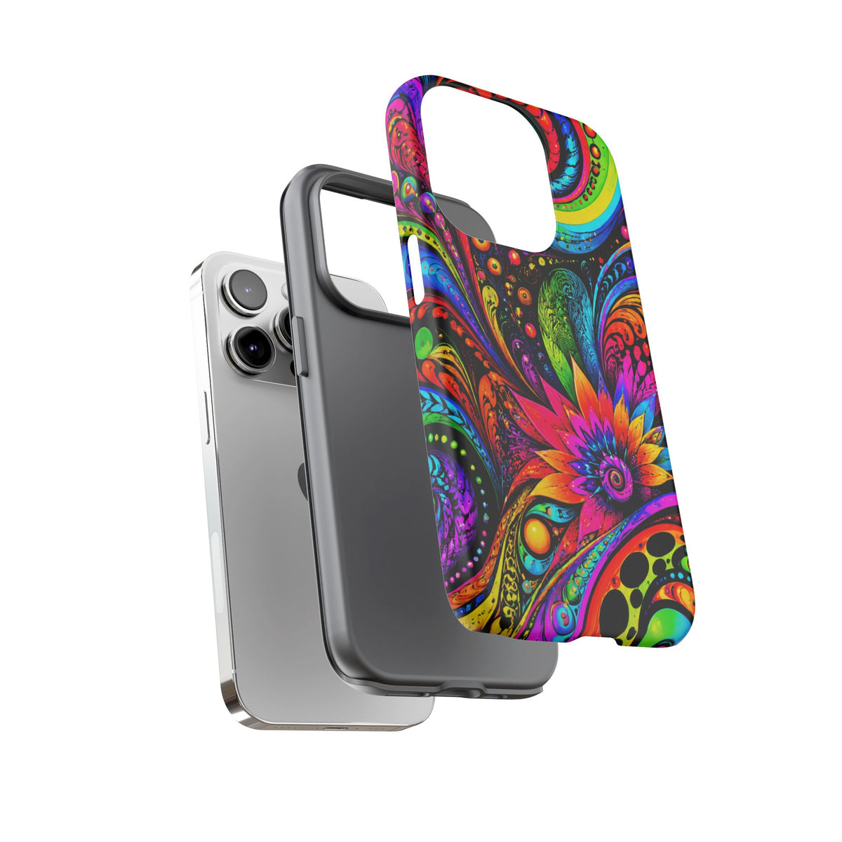 Psychedelic Floral Phone Case — Vibrant Swirl Tough Protective Cover
