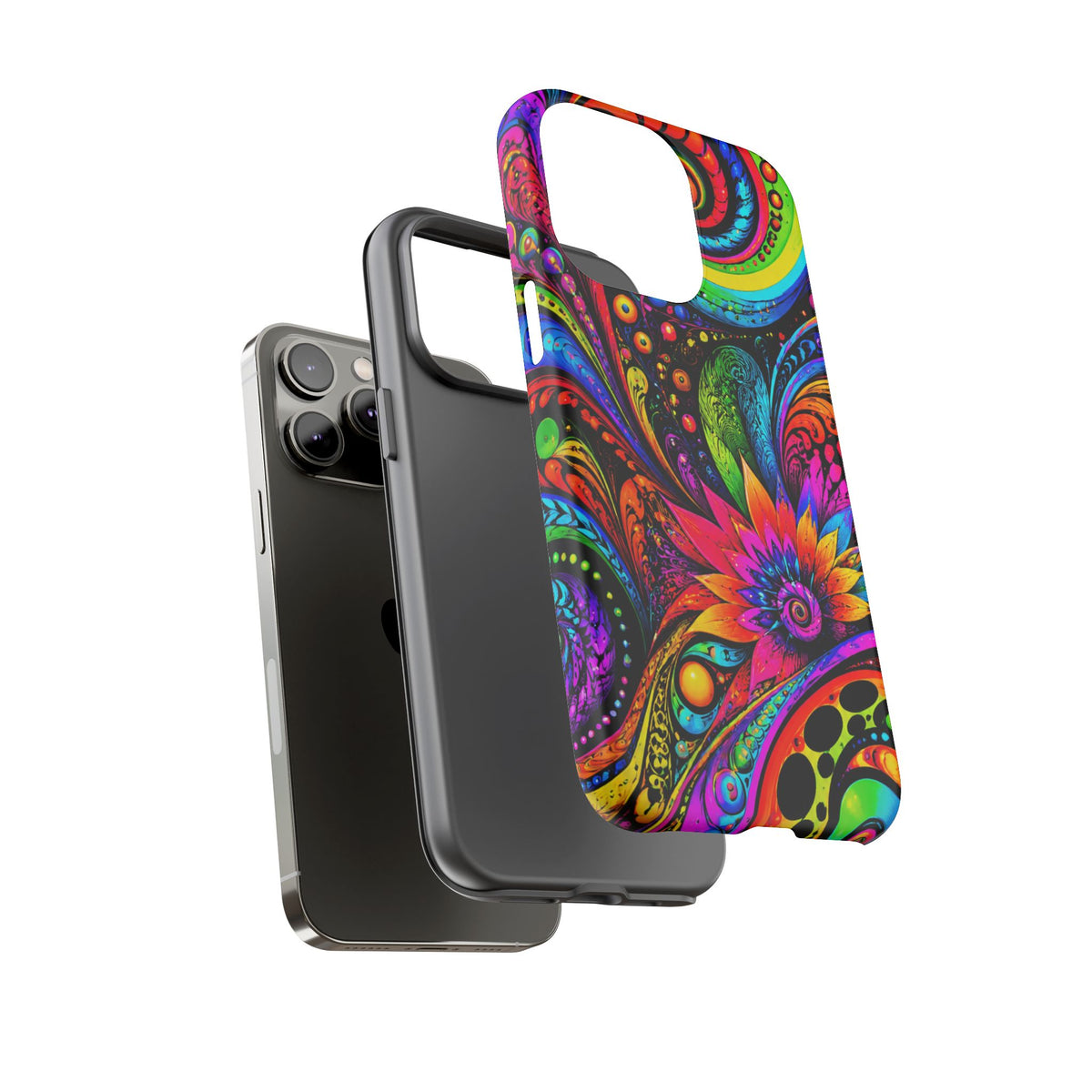 Psychedelic Floral Phone Case — Vibrant Swirl Tough Protective Cover