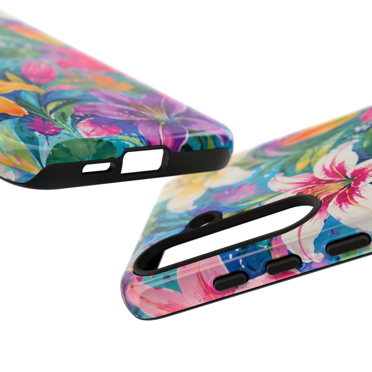 Floral Lily Tough Phone Case — Colorful Tropical Flower Protective Cover