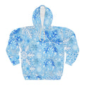 Snowflake Pattern Hoodie — Blue Winter Pullover