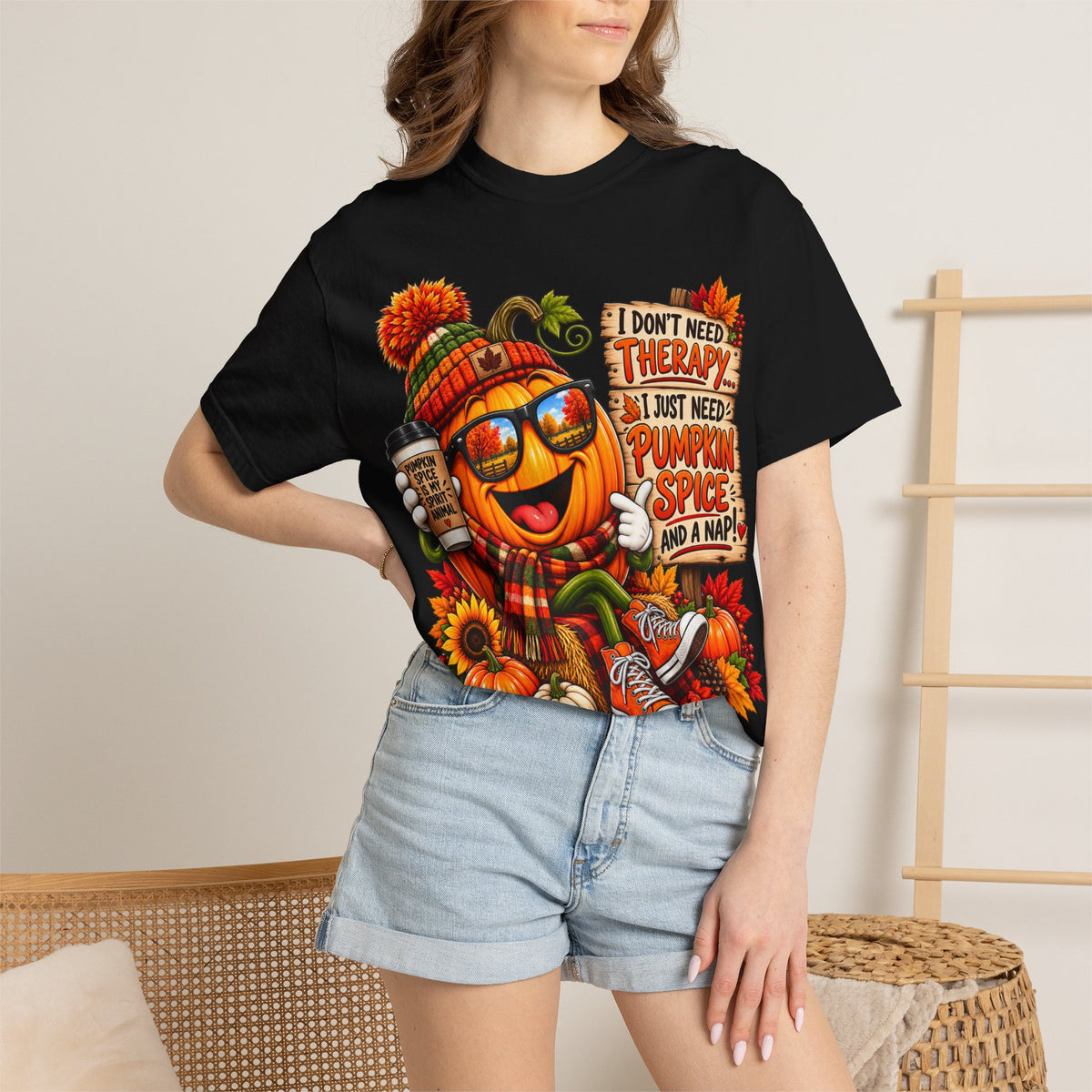 Pumpkin Spice Tee - 'I Don't Need Therapy, I Just Need Pumpkin Spice and a Nap' Fall T-Shirt