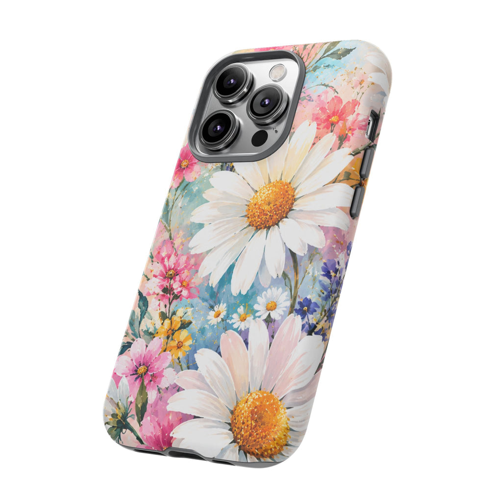Floral Daisy Phone Case — Watercolor Daisies Protective Tough Case