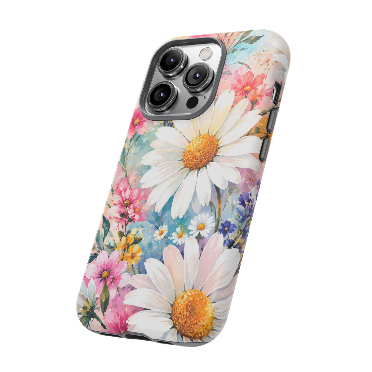 Floral Daisy Phone Case — Watercolor Daisies Protective Tough Case