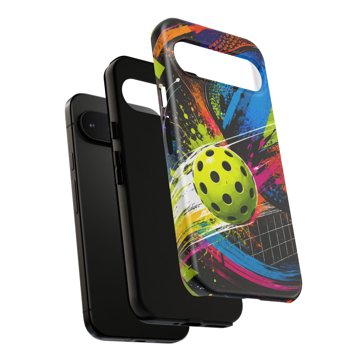 Pickleball Phone Case – Neon Paddle & Ball Splash Tough Case