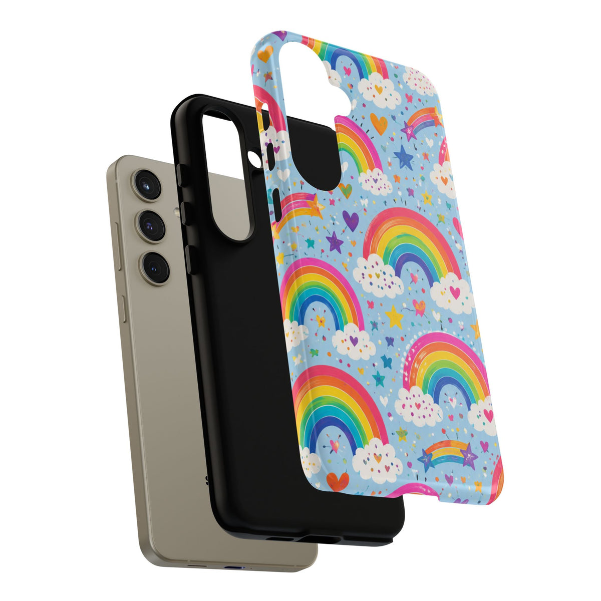 Rainbow Clouds Phone Case — Cute Pastel Rainbow Pattern Tough Case