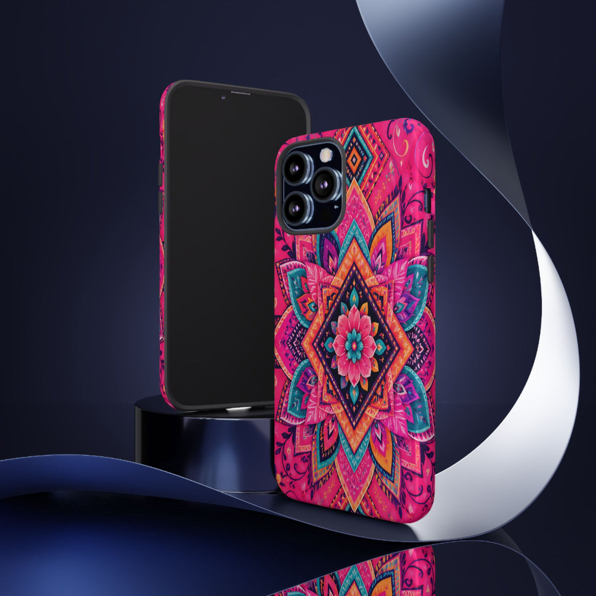 Floral Mandala Tough Phone Case — Pink Boho Protective Cover