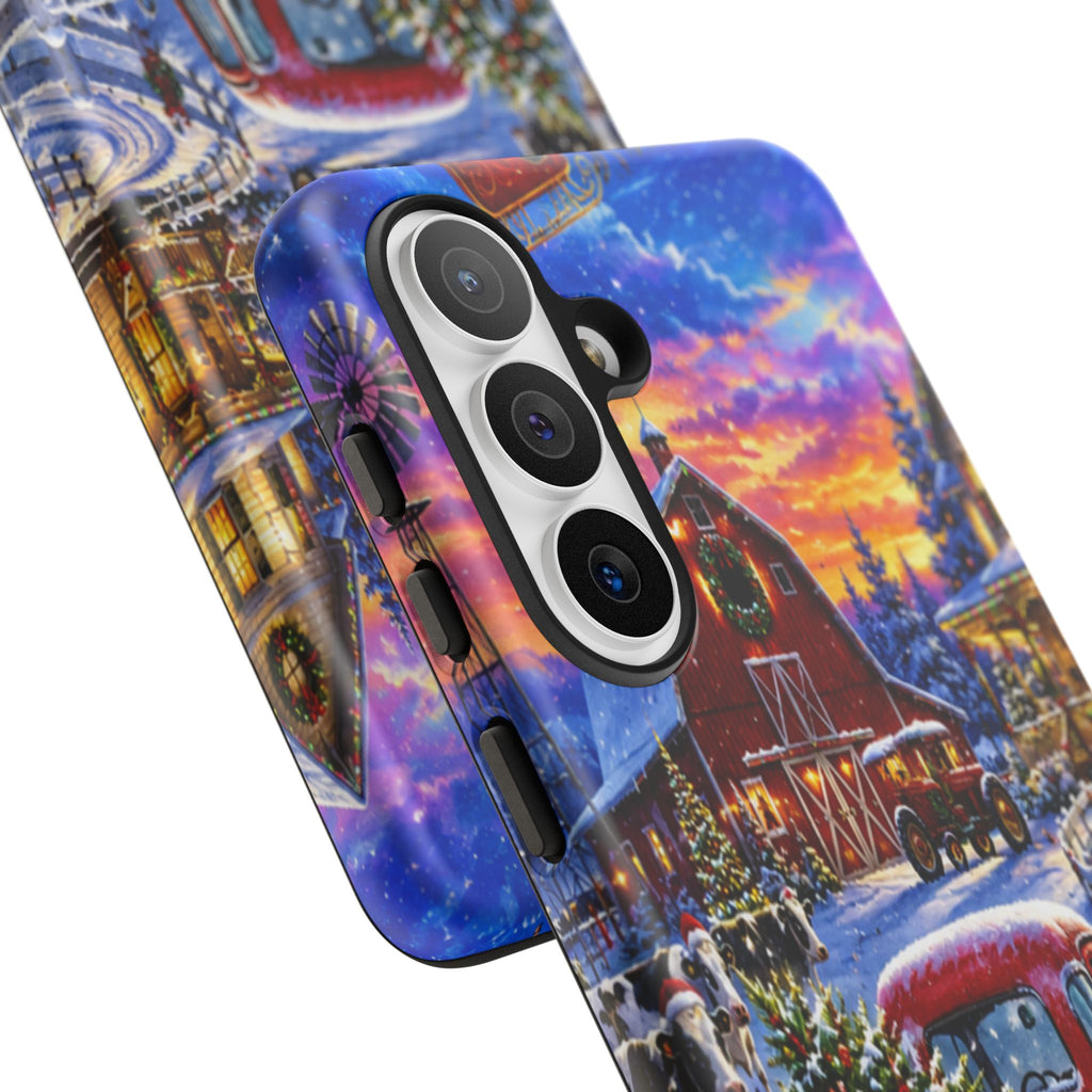 Christmas Farm Phone Case — Vintage Red Truck in Snowy Holiday Scene