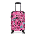Pink Butterfly Suitcase – Kids’ Rolling Carry-On with Floral & Crown Design