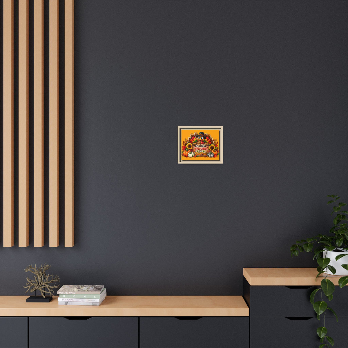 Thankful & Stuffed Turkey Matte Canvas Wall Art