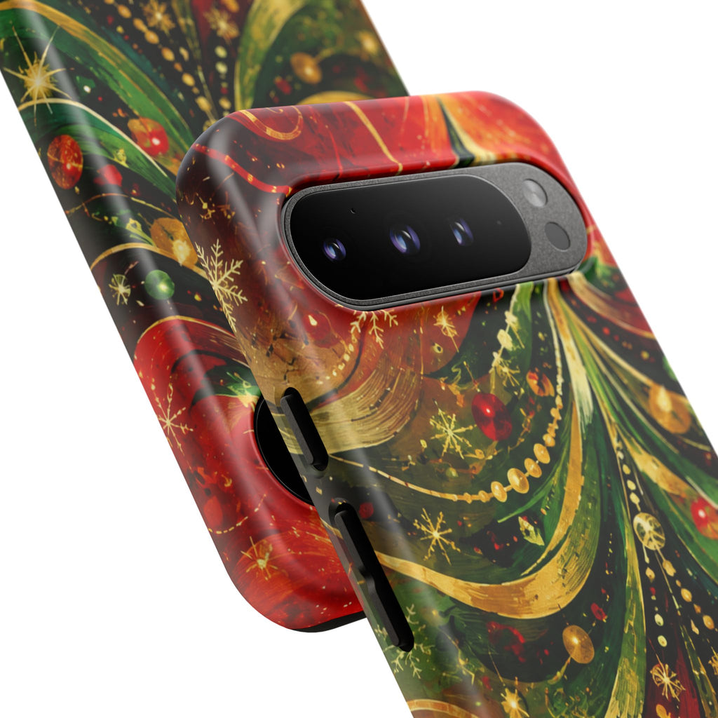 Christmas Tree Tough Phone Case — Festive Red & Green Holiday Phone Cover