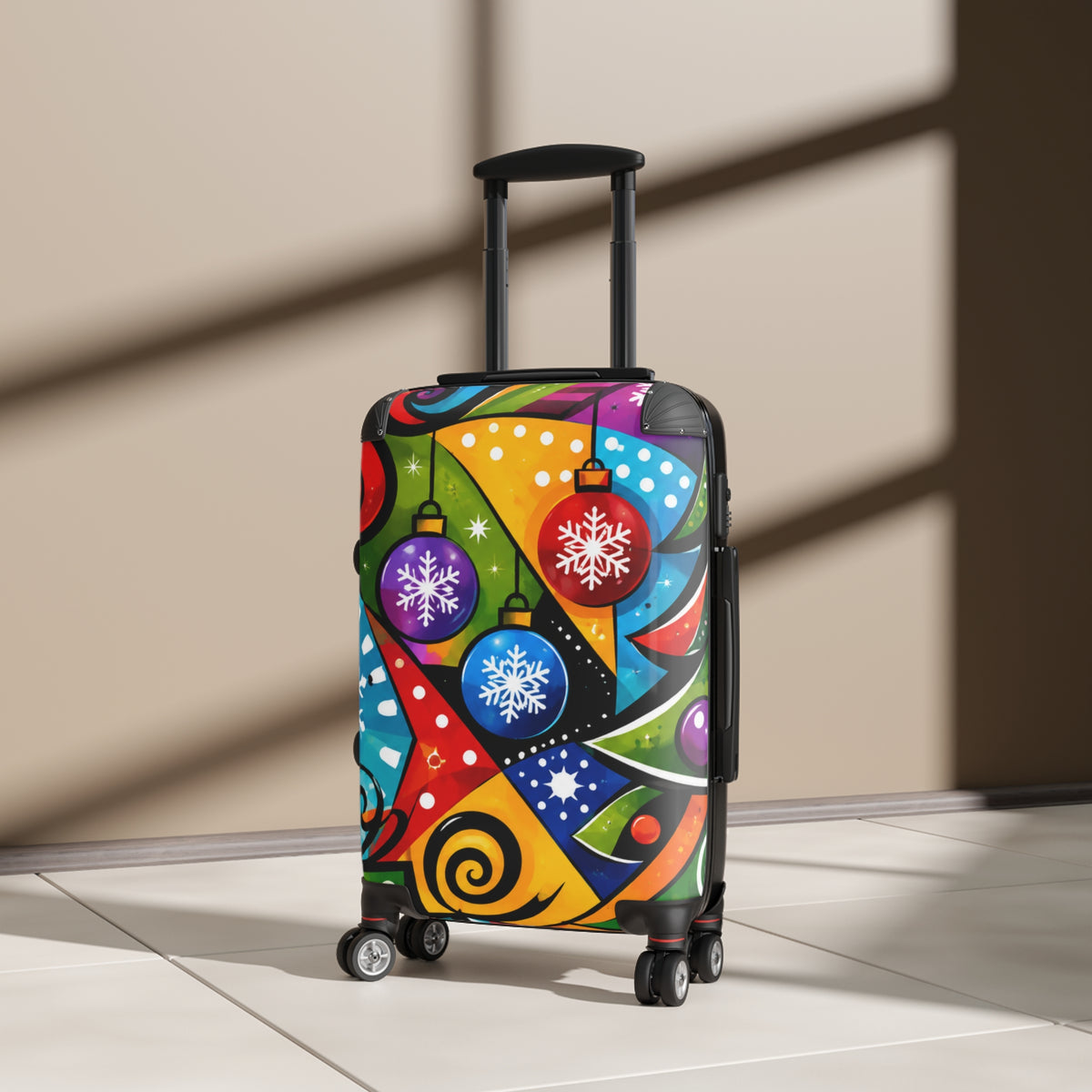 Holiday Ornament Pop Art Suitcase — Colorful Christmas Carry-On