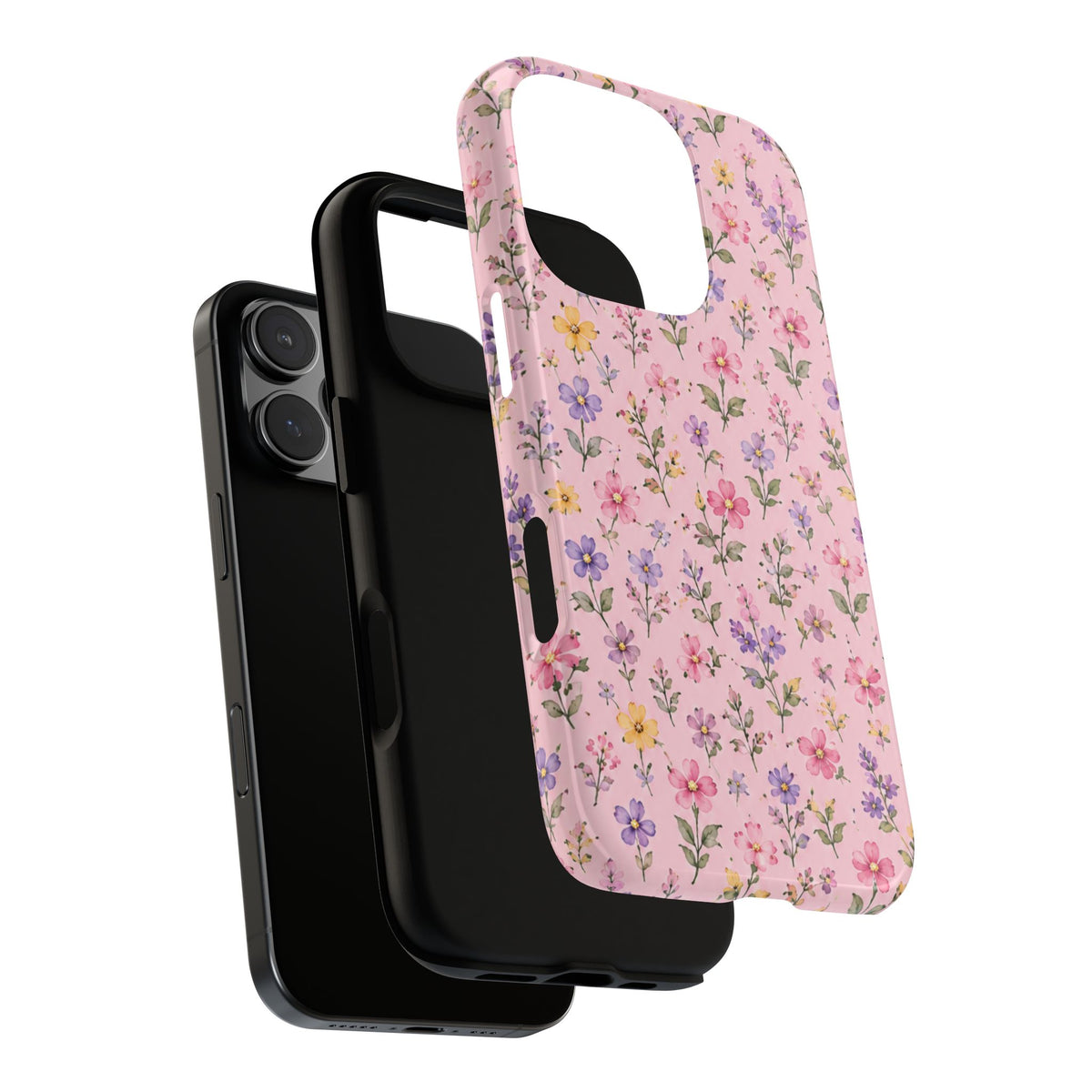 Floral Pink Tough Phone Case — Pastel Wildflower Protective Case