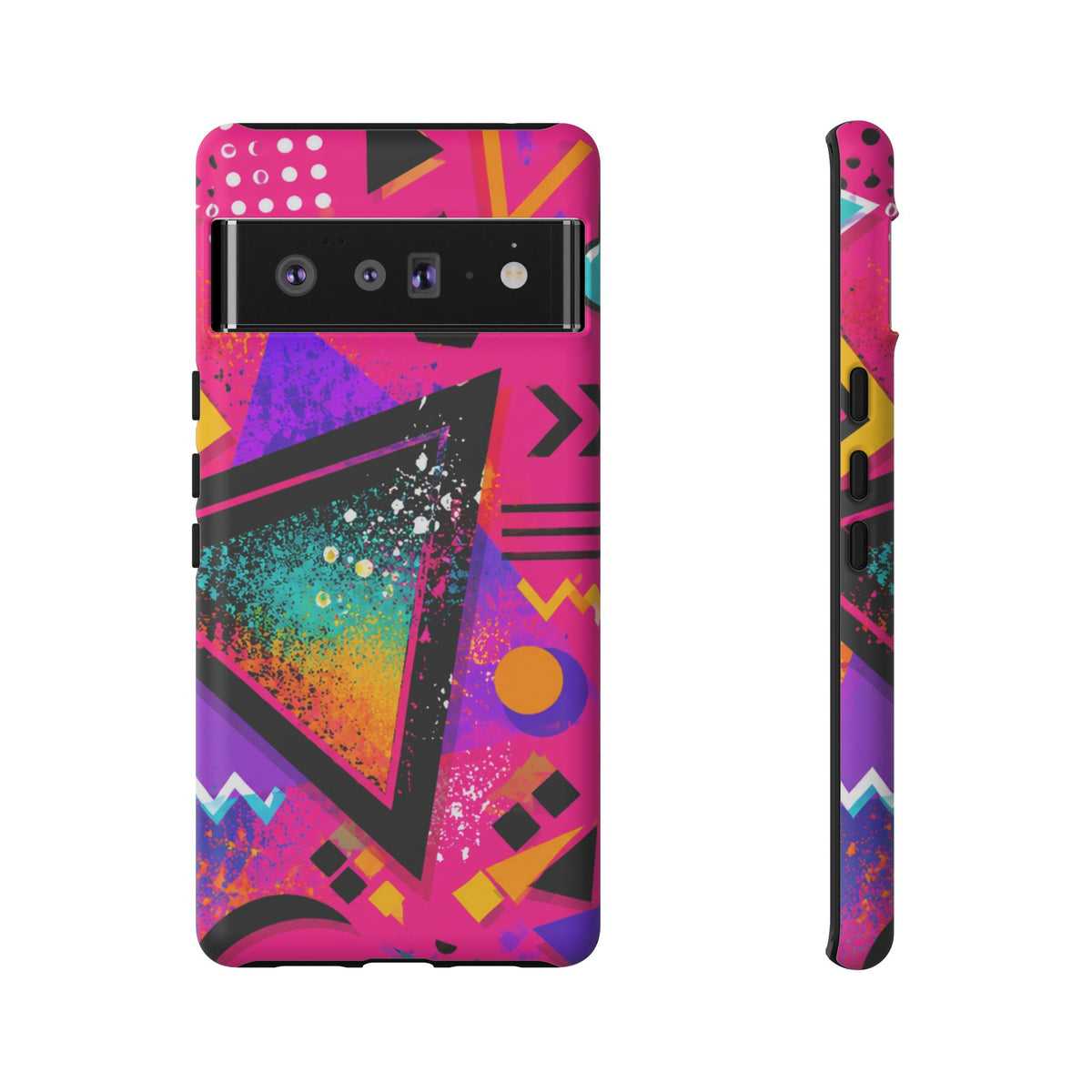 Retro 80s Geometric Phone Case — Neon Triangle Tough Case