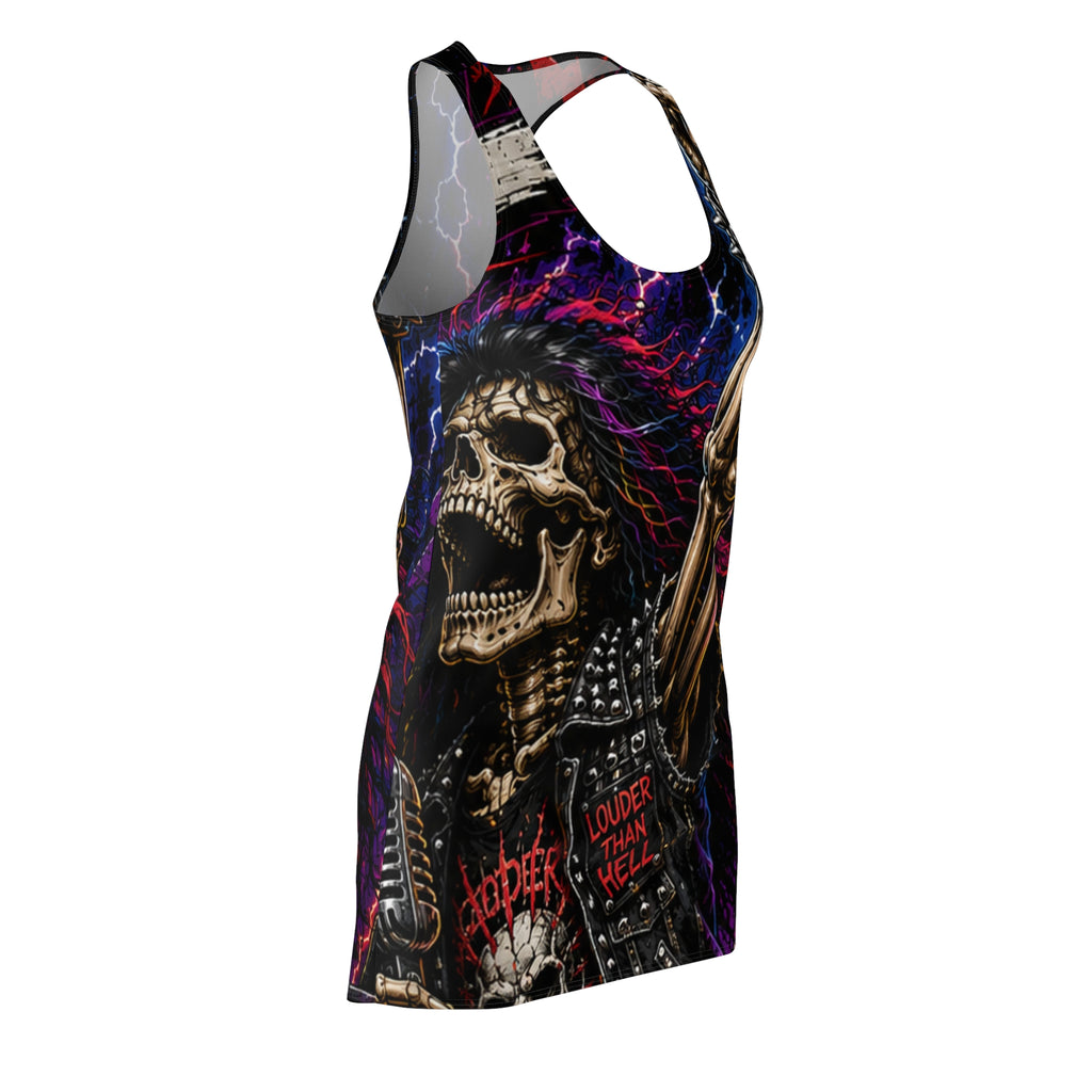 Skull Rider Racerback Dress — Gothic Biker All-Over Print